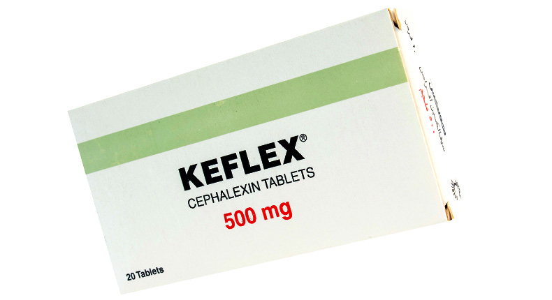 Packaging of Keflex 250 mg capsules