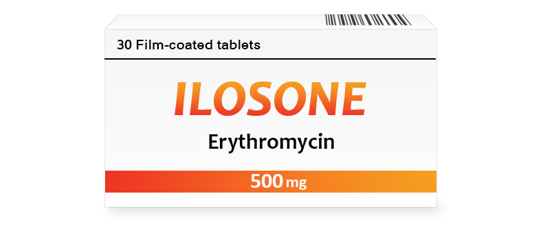 Packaging of Ilosone 500 mg tablets
